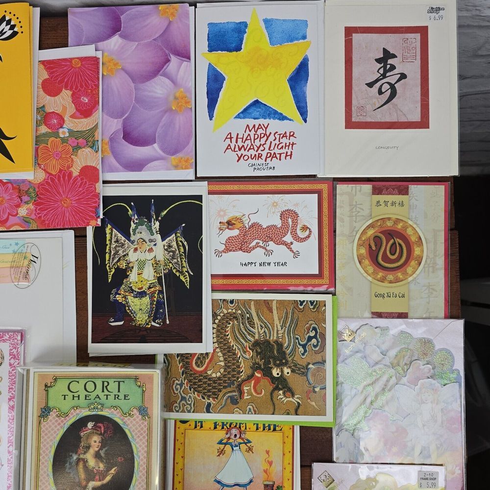 Lot of 30+ Assorted Greeting Cards - Fairy, Floral, Artistic, & Asian Designs - Picture 4 of 4
